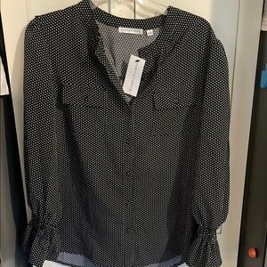 Notations Black and White Polka Dot Top